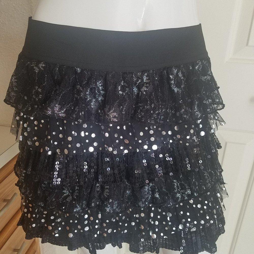 Black Sequin Short Skirt